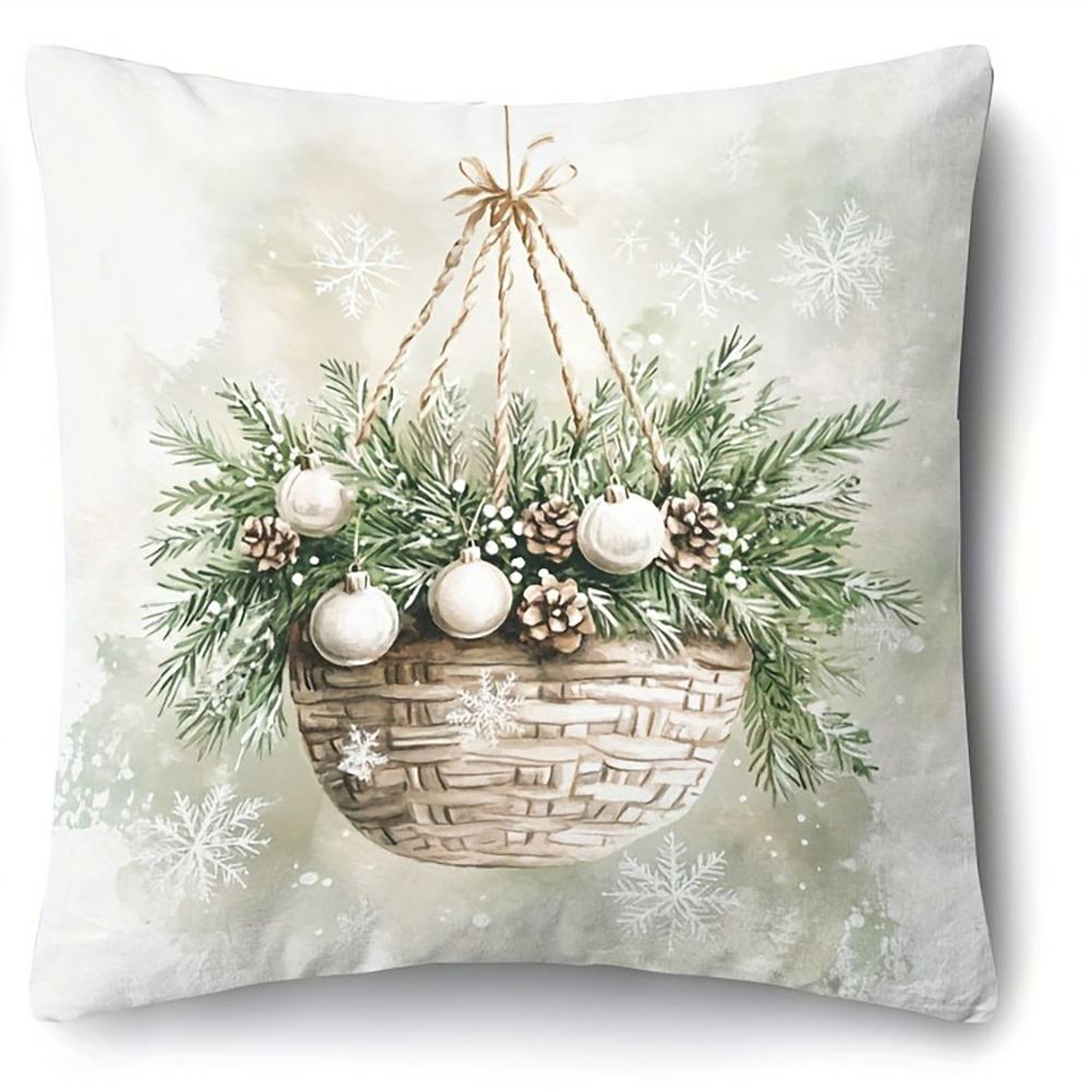 Christmas Themed Pillowcases: Gnomes, Wreaths, Trees & Houses for Festive Decor Sofa bed cushion cover, New Year home decoration
