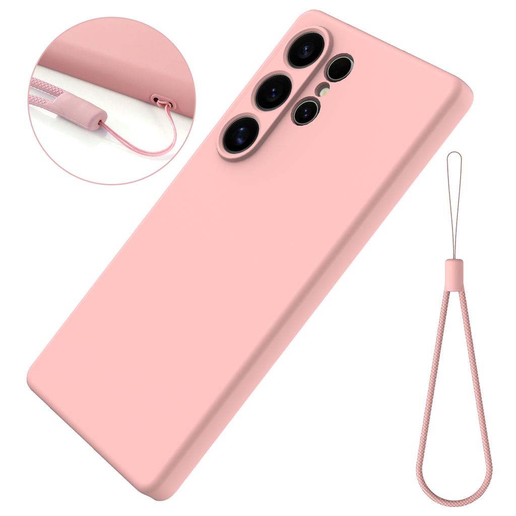 For Samsung Galaxy S25 Ultra Case Liquid Silicone Anti-Scratch Phone Cover with Hand Strap