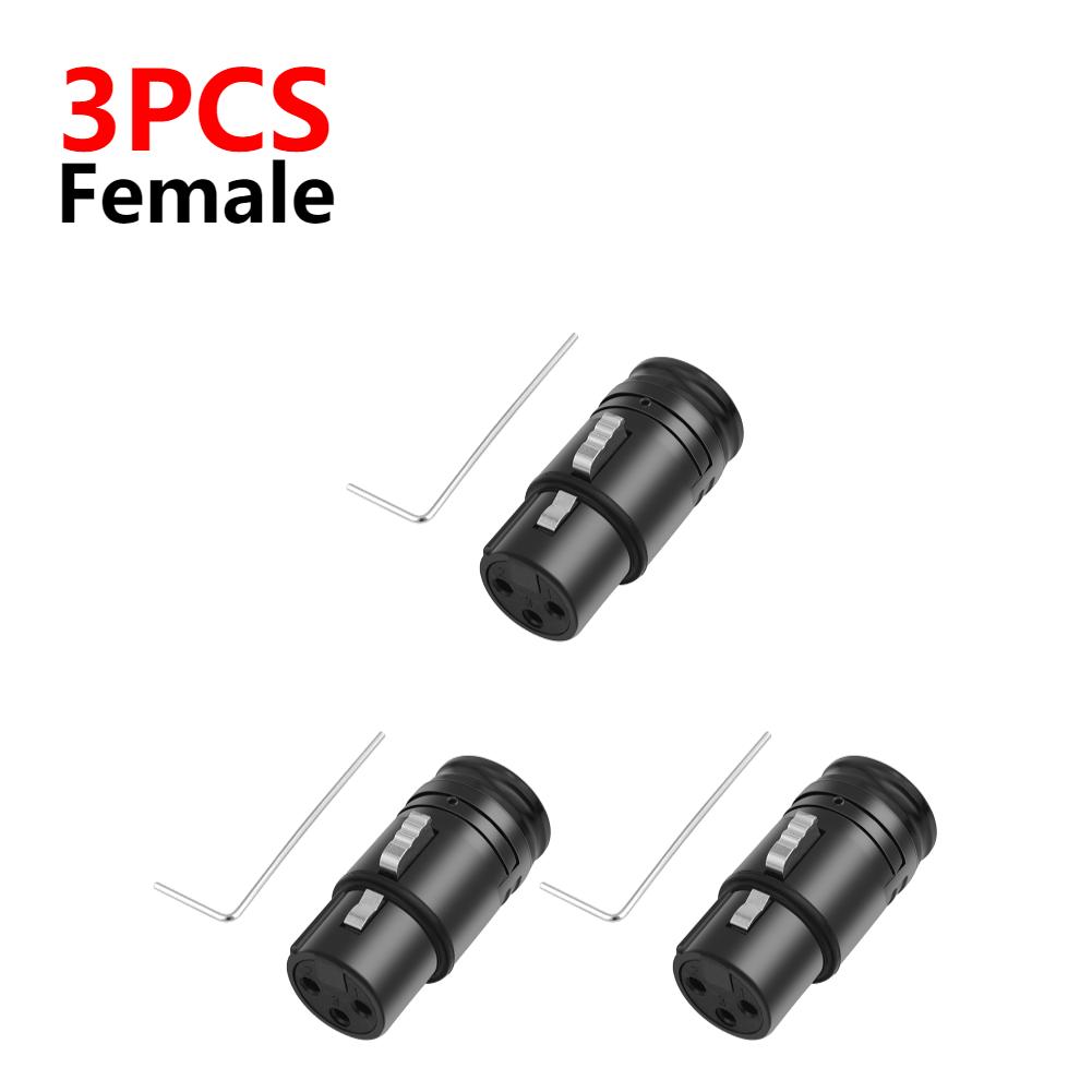1-5PCS Male To Male/Female To Female XLR Audio Gold Plated Connector Plug with Wrench Black Shell 3 Pin XLR Solder Connector