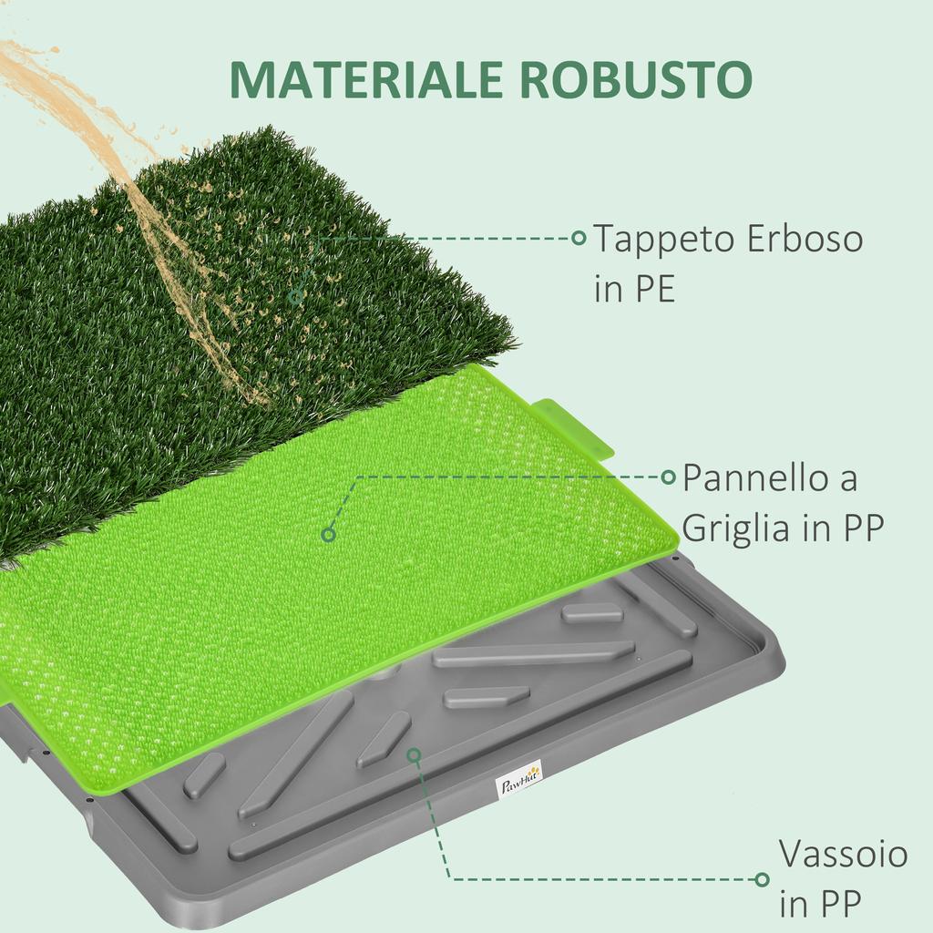 Dog Toilet with Synthetic Grass, Replacement Grass and Lower Tray for Indoors and Outdoors, 67x41x3.5 cm