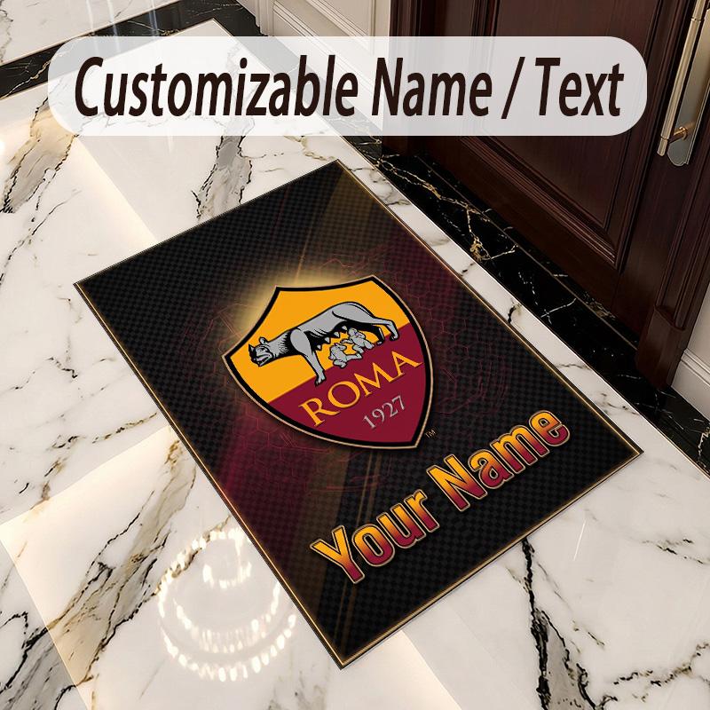 Crystal Velvet Rug AS Roma Print Custom Name Text Floor Mat Home Decor