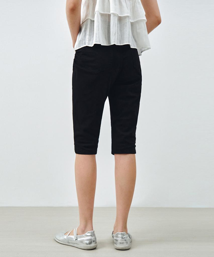 MONGDOL Side Shirred Capri Pants Black Mdpt081Black