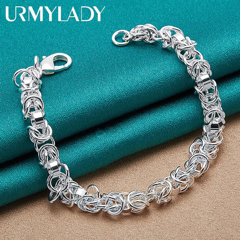 925 srebro bransoletka z wieloma pierścionkami i łańcuszkiem dla kobiet mężczyzn zaręczynowy biżuteria ślubna