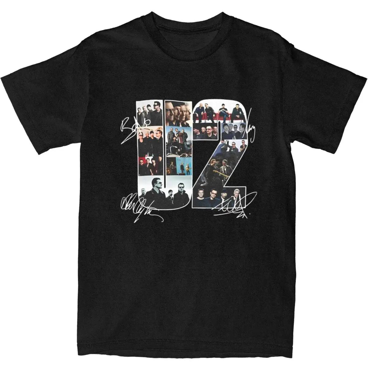 U2 Rock Band Signatures T-Shirt Fashion T-Shirts Short Sleeve Aesthetic Tshirt Beach 100 Cotton O-Neck Plus Size Top Tees S