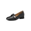 2024 Early Autumn 3cm Retro Soft Leather Mary Jane Small Leather Shoes 2024 Summer and Autumn New Mid-heel One-pedal Loafers