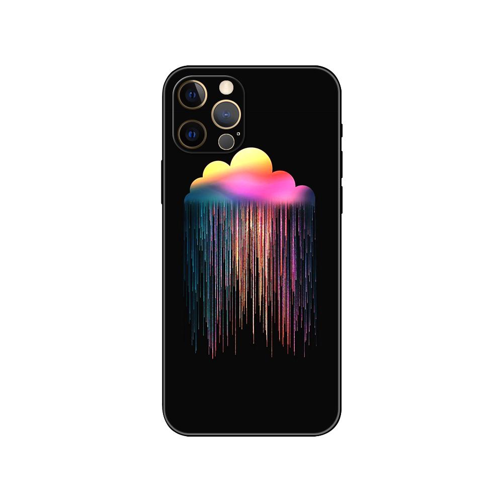 Rainbow Art DIY Phone Case for Iphone 5 5s 2020se 6 6s 7 8 Plus X 10 XR XS 11 12 13 Mini Pro MAX Black Tpu Back Cover