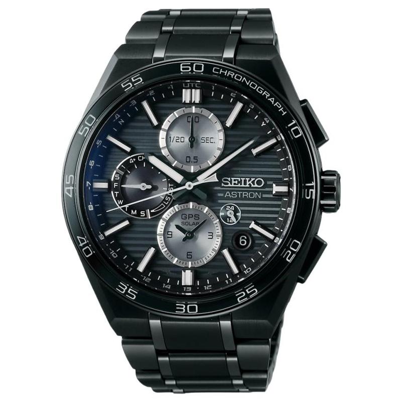 SEIKO 100 meters waterproof Quartz titanium strap 44.1mm men s watch black dial SBXC179 чёрный
