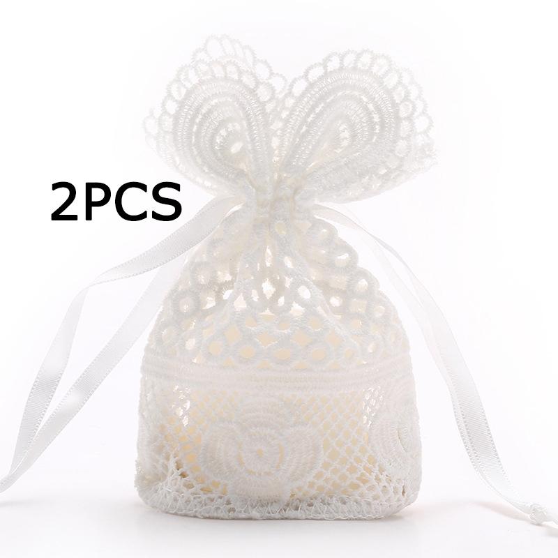 

WTEMPO Белые ажурные кружевные подарочные пакеты, сумки для хранения ювелирных изделий, креативные сумки с круглым дном и завязкой, идеально подходящие для хранения и дарения деликатных предметов 2pcs белый