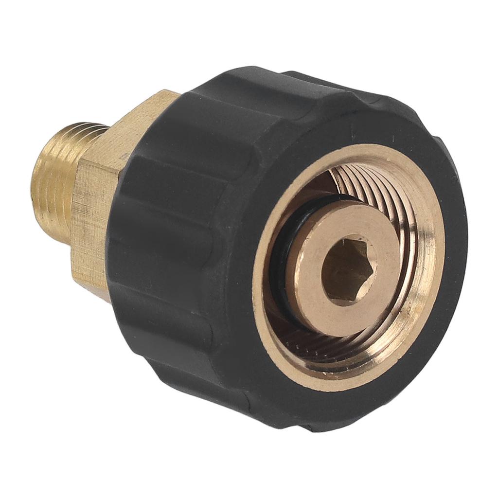 Pressure Washer Adapter Brass Rubber Anti Corrosion G1/4in to M22 X 1.5mm Pressure Washer Hose Thread for Replacement Male to Female 15mm OD