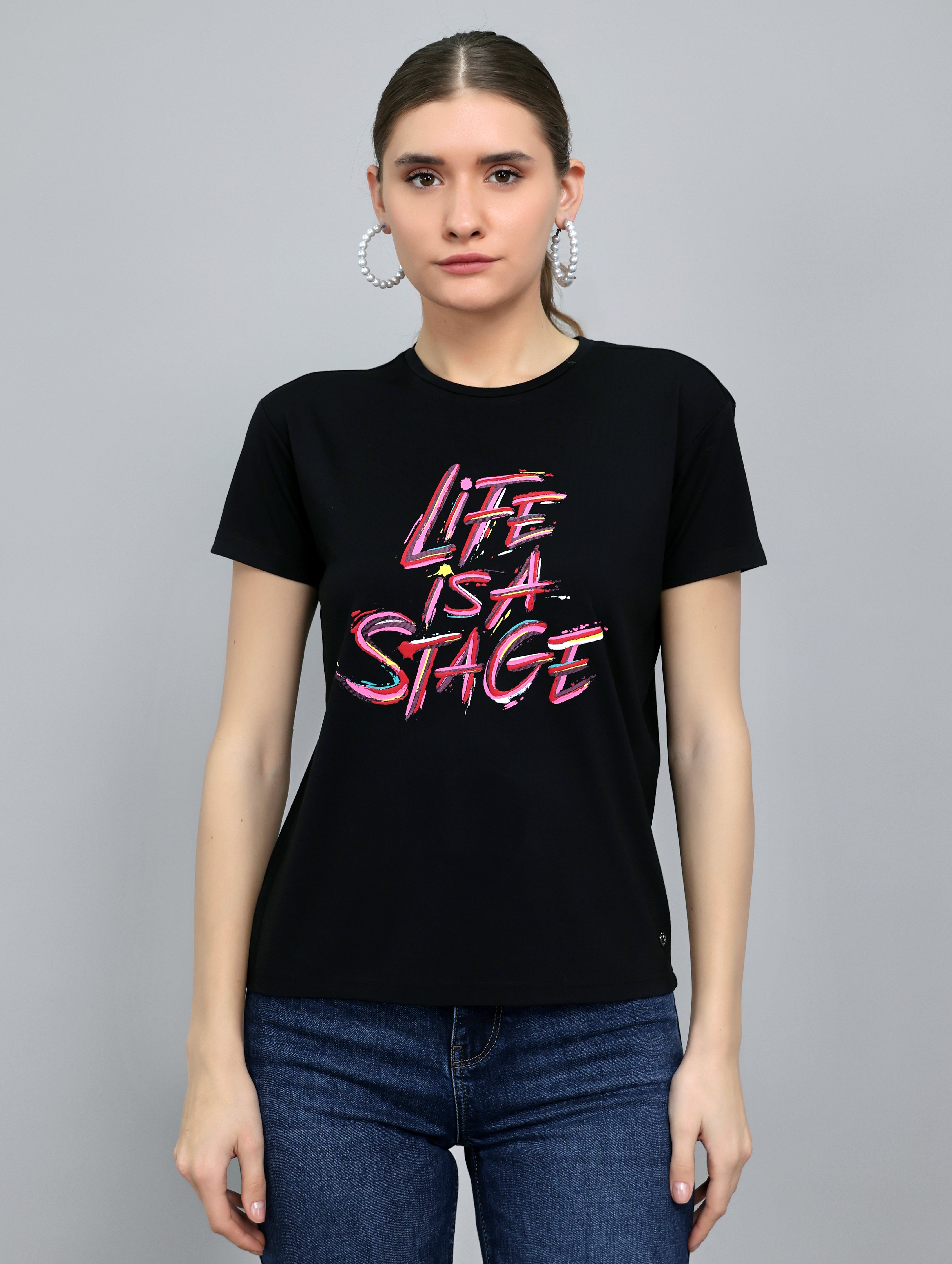 Monte Carlo Women Regular Fit Black Top L