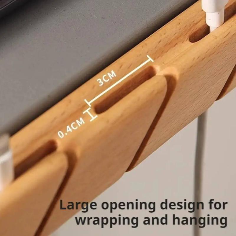 Solid Wood Cable Organizer Desktop Storage Box Secure Design For Data Cables Headphones Ideal For Office Workspace