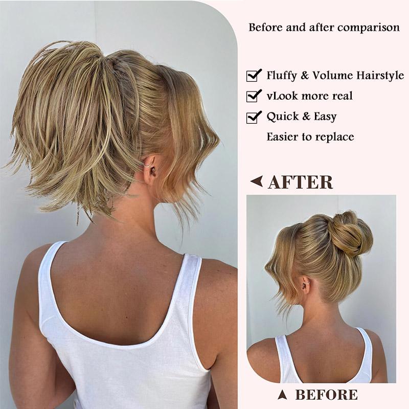 Synthetic Clip Straight Hair Circle Ponytail Wig For Women Ponytail Hair Short Curly Ponytail Extension A Variety of Colors Are Available