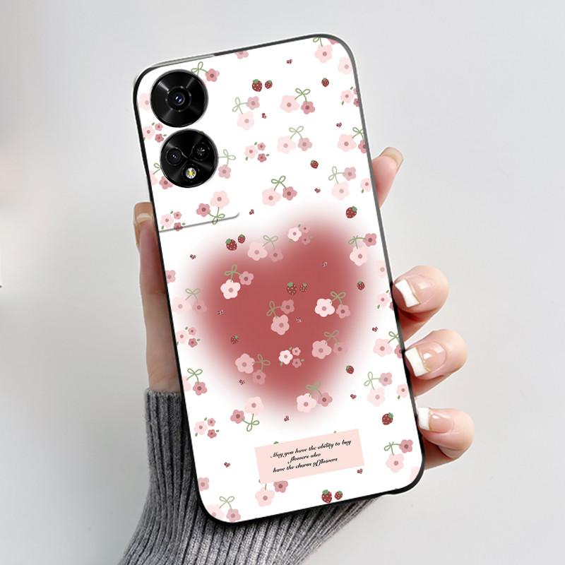 Printing Pattern Case For TCL 50 5G/TCL 50 XE Nxtpaper 5G/TCL 50XE 5G Soft Silicone Black Shell Cover Cute Flower Cartoon Casing