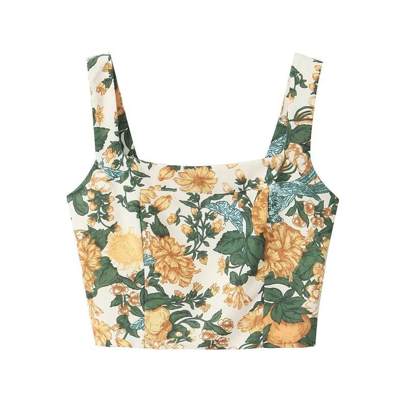 Kaslead New Arrival Women's Clothing Fashion Style Fashion Print Spaghetti-Strap Camisole Top Casual Pantskirt