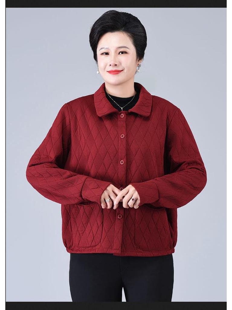 Plus Size Windbreaker for Middle-Aged and Elderly Women - Spring/Autumn Lapel Jacket