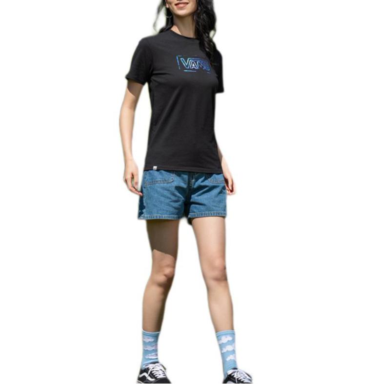 Vans Gradient Letter Crew Neck Pullover Short Sleeve T-Shirt Women Tops Black VN000GTHBLK