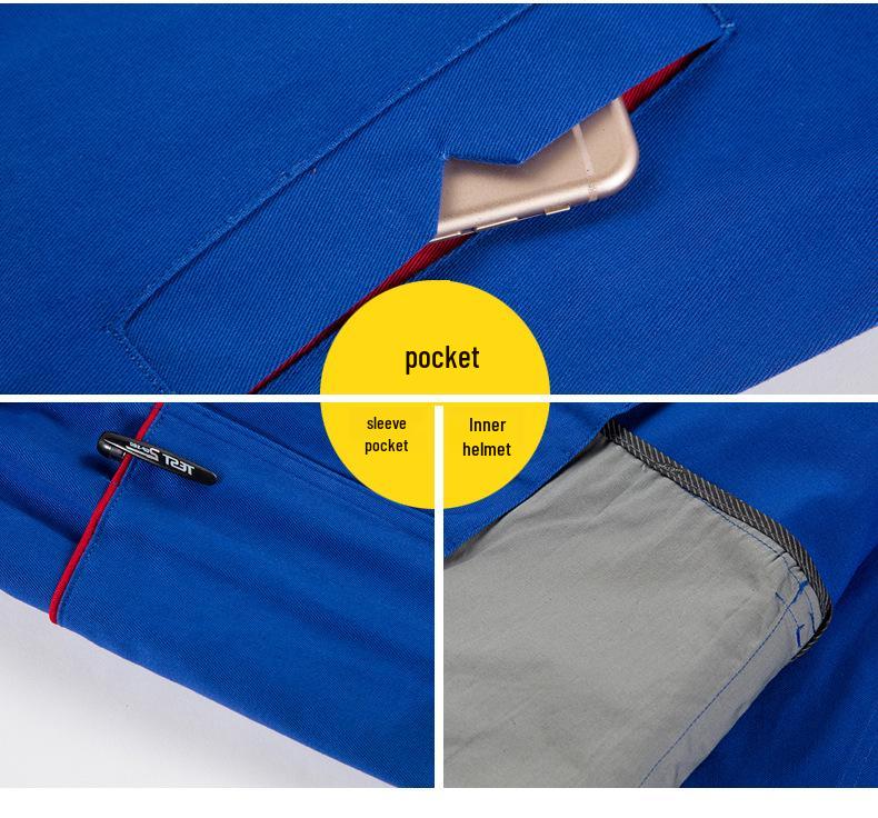 Men's Durable Cotton Workwear Set - Autumn/Winter Protective Welding & Auto Repair Uniform with Print Embroidery