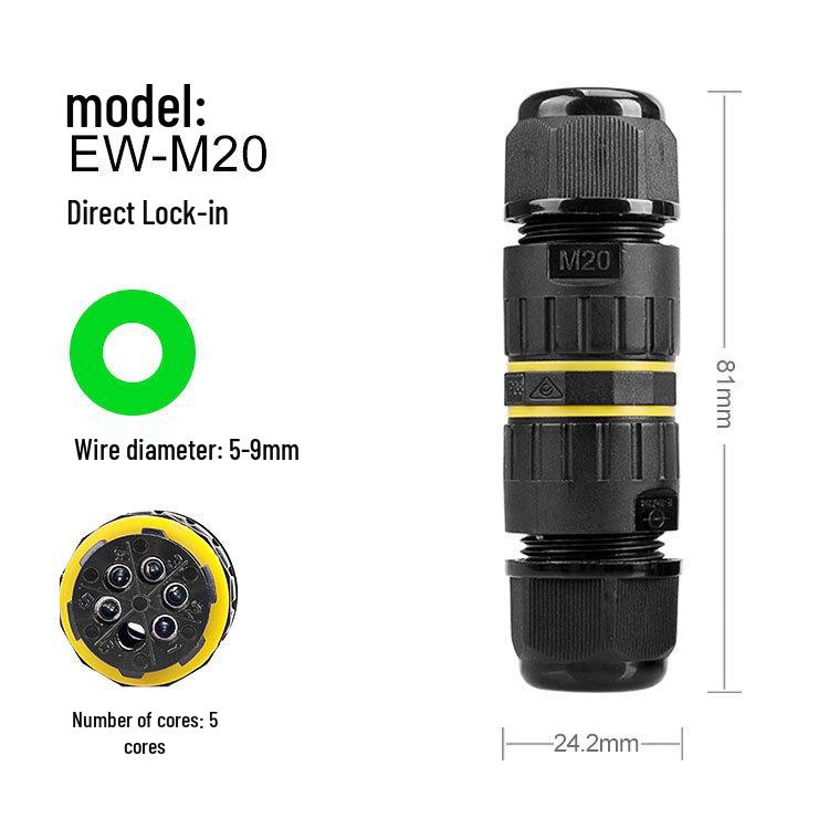 Connecteur de câble en plastique M20 extérieur/sous-marin étanche IP68 (2/3/4/5/6 Cœurs)