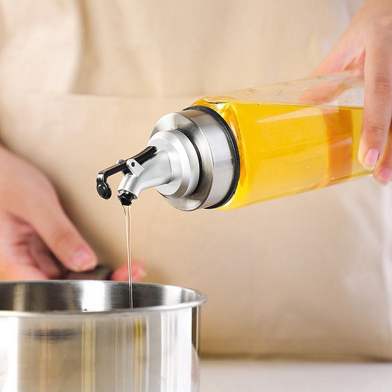 200/300/500ML sticlă transparentă ulei de măsline sticlă etanșă bucătărie condimente sos de soia oțet presă tip Cruet grătar