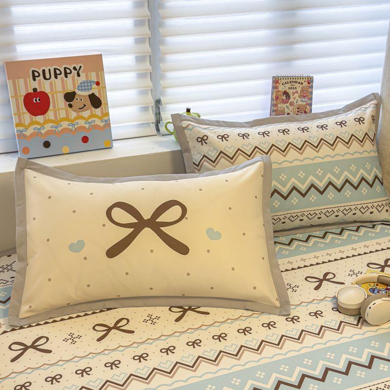 Cooling Ice Silk Printed Pillowcase Set 48x74cm Pair Soft Breathable Bedding Kids Adults