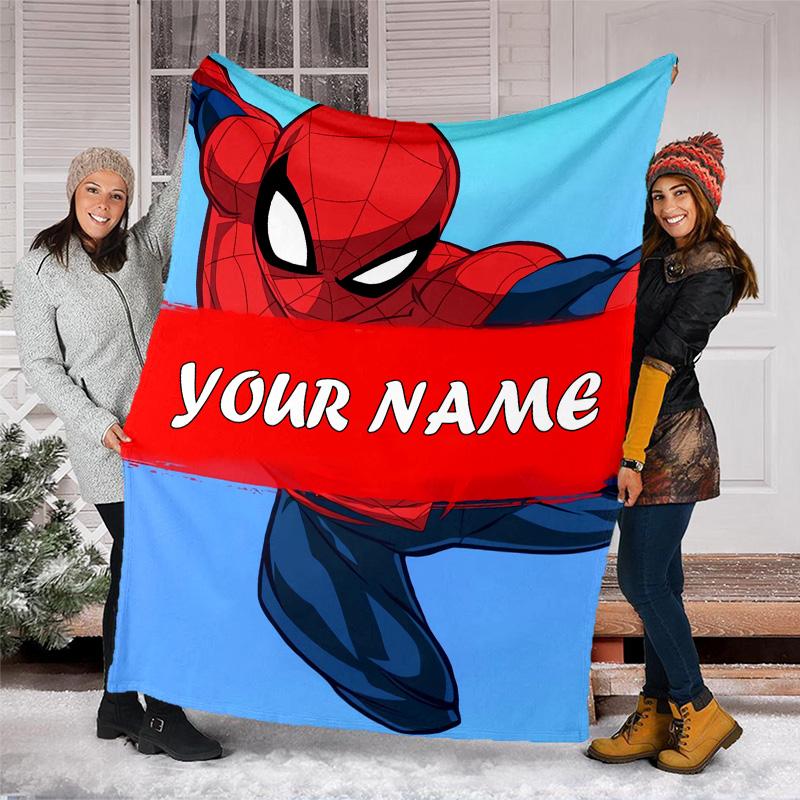 Customizable Spider Man Throw Blanket – Personalized Name, All-Season Cozy Snug Blanket, Machine Washable, Personalized Blanket