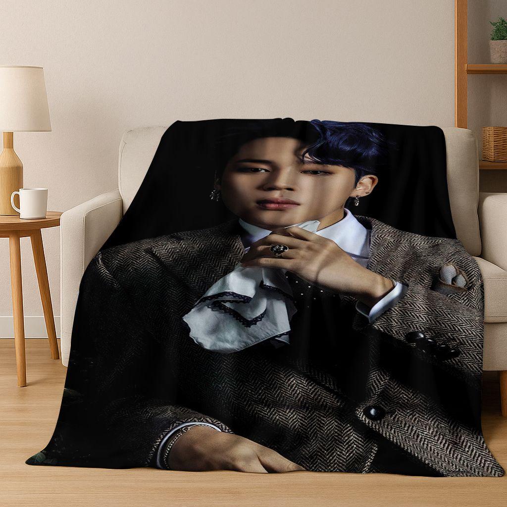 3D JIMIN Solo KPOP Singer Flannel Blanket,Warm and Cozy Soft Throw Blanket for Home Bedroom Bed Sofa Picnic Office Cover Gift