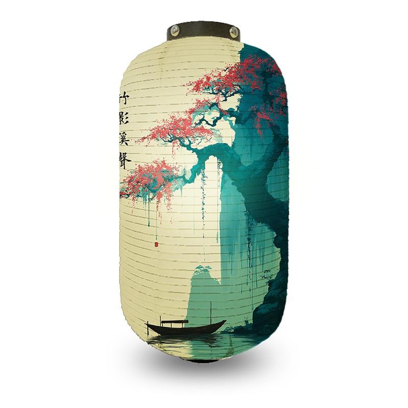 Chinese Pine Tree Scenery Pattern Lantern Outdoor Traditional Cylinder Lantern Wedding New Year Festival Decoration Lantern 20x35cm