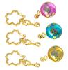 [ZOON] Kaleidoscope Keychain (3 Pieces) with 8mm Bell, Metallic Japanese Pattern, Set 2 (pink, Light Blue, Gold)