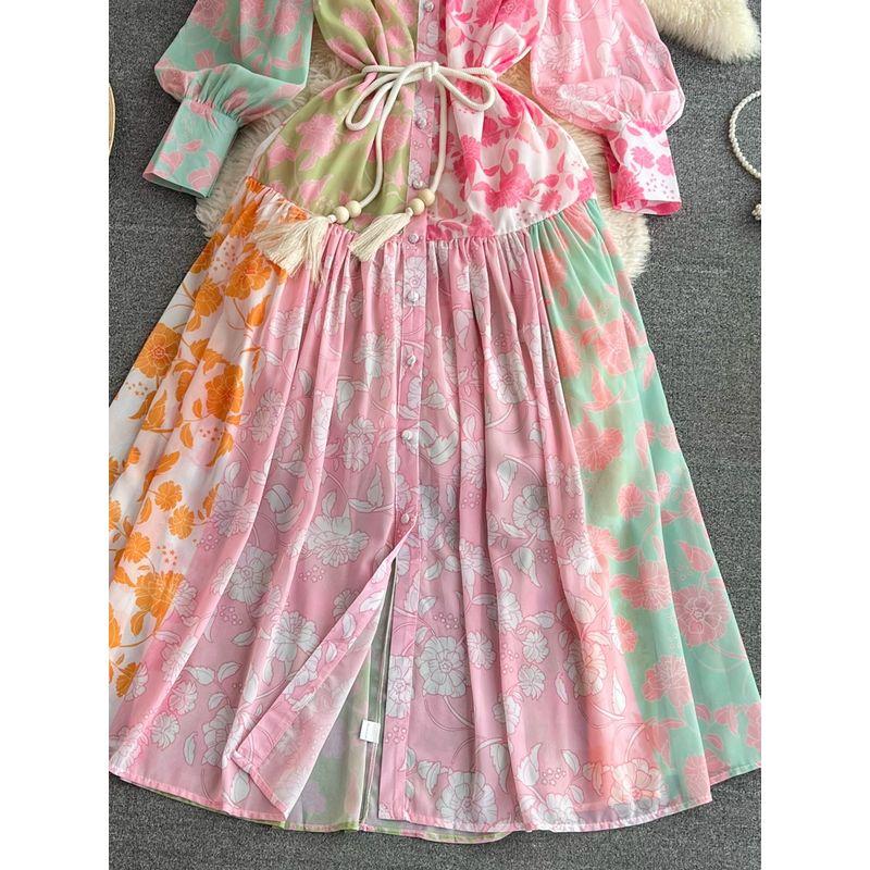 Accessible Luxury Fashion Lantern Long Sleeve Dress Print Shirt