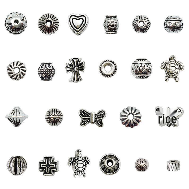Retro Antique Tibetan Silver Spacer Beads for DIY Jewelry - Large Hole Alloy Beads for Bracelets & Necklaces