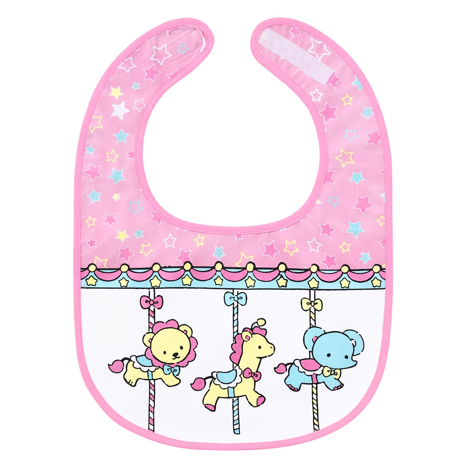 

LittleForBig Adult Apron Bib, Cute Bib [Cotton + Waterproof] Circus Theme, Adjustable, Pink