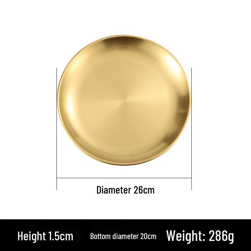 Korean Style Gold Stainless Steel Round Plate