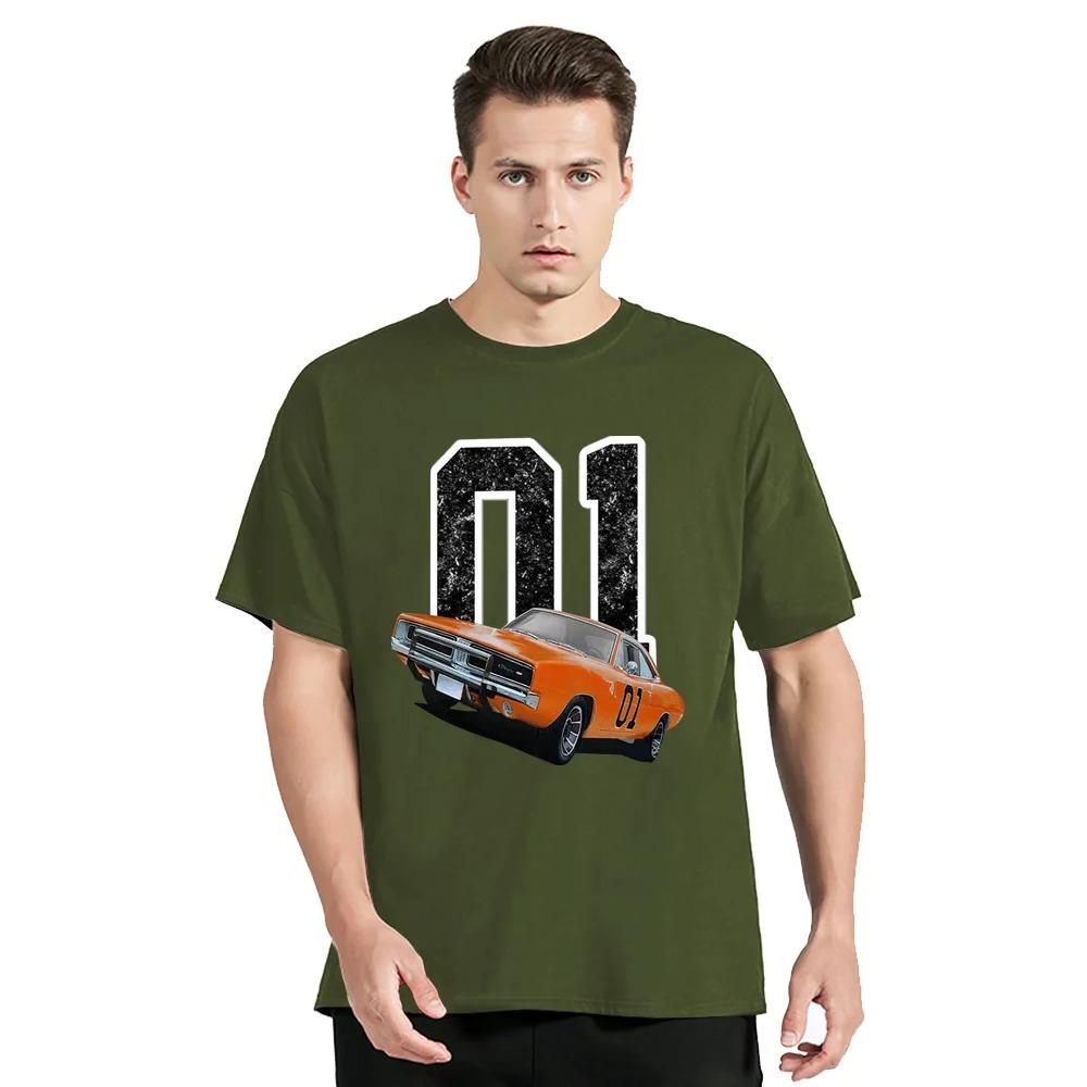 General Lee Charger Paul Kuras Erkek Tişört Araba Moto Tişörtler Oversize Pamuklu Tişört Günlük Sokak Giyim Üstler Fitness Grafik Tişört