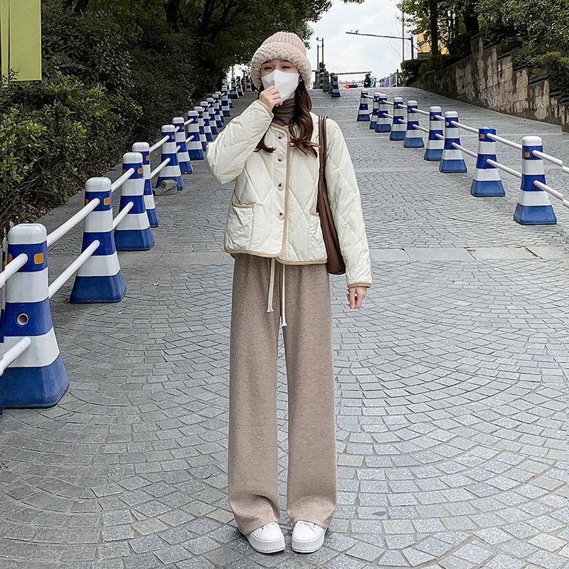 Casual Wide-leg Pants Women's Autumn and Winter New High-waisted Drape Piled Thickened Thermal Straight-leg Pants
