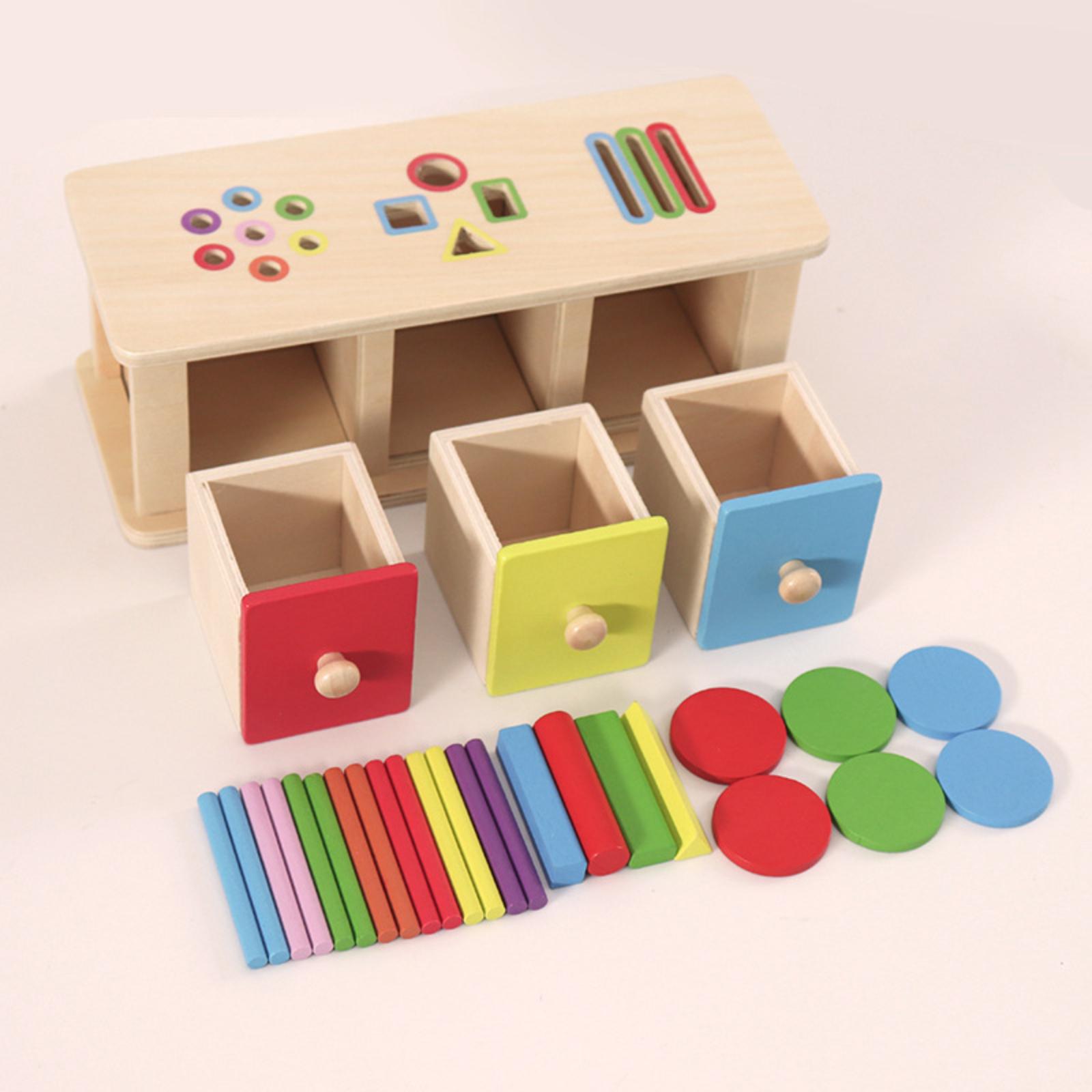 Children s Wooden Puzzle Toy Baby Drawer Box One Size