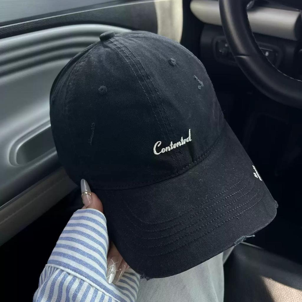 Four Seasons Hat Niche Letter Embroidery Baseball Cap Men's and Women's Big Head Circumference Soft Top Skinny Age Reducing Versatile Cap