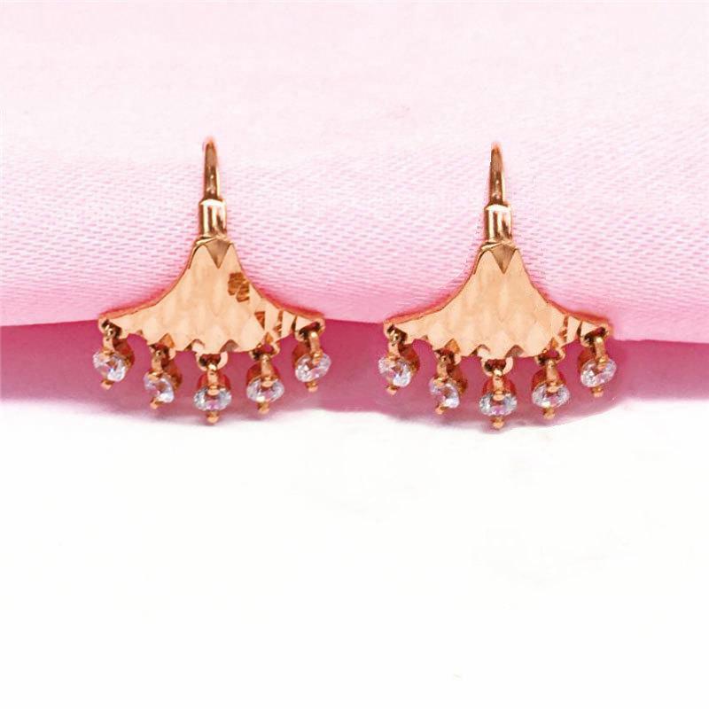 Color Gold Inlaid Zircon Fan Earrings Purple Gold Fashion Design Rose Gold Plated Ear Buckles