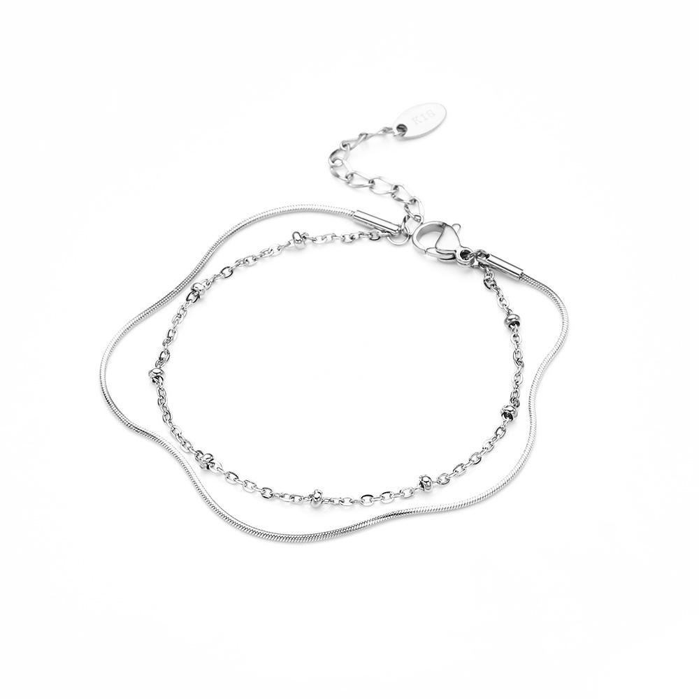 European-Style Double-Layer Women s Bracelet: Stainless Steel Smiley and Titanium Star