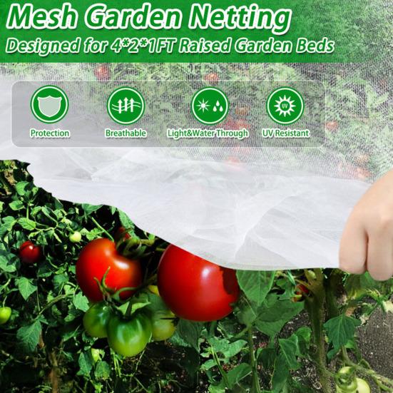 Gartennetz für Hochbeete Atmungsaktives Netz Pflanzenschutzabdeckung mit Kordelzug Vogel- und Insektenschutznetz für Gemüse Obst Ernte Schutz