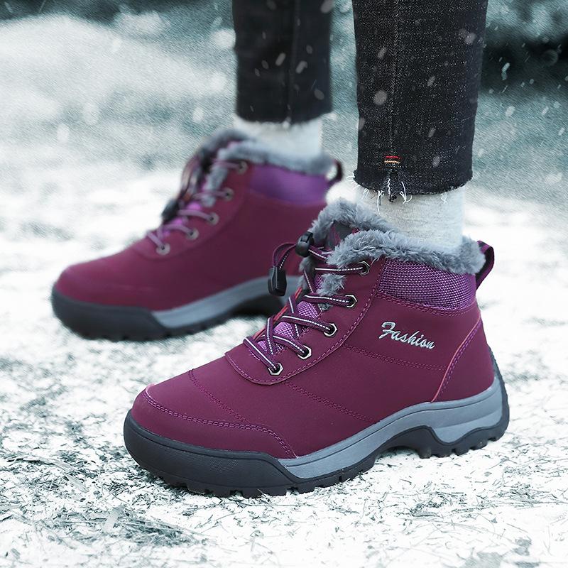 Women's winter snow boots plush warm cotton shoes wear-resistant large size windproof sports outdoor elastic short boots women's boots