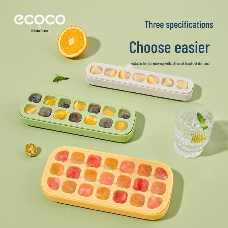 ecoco 14-Grid Ice Cube Tray with Lid