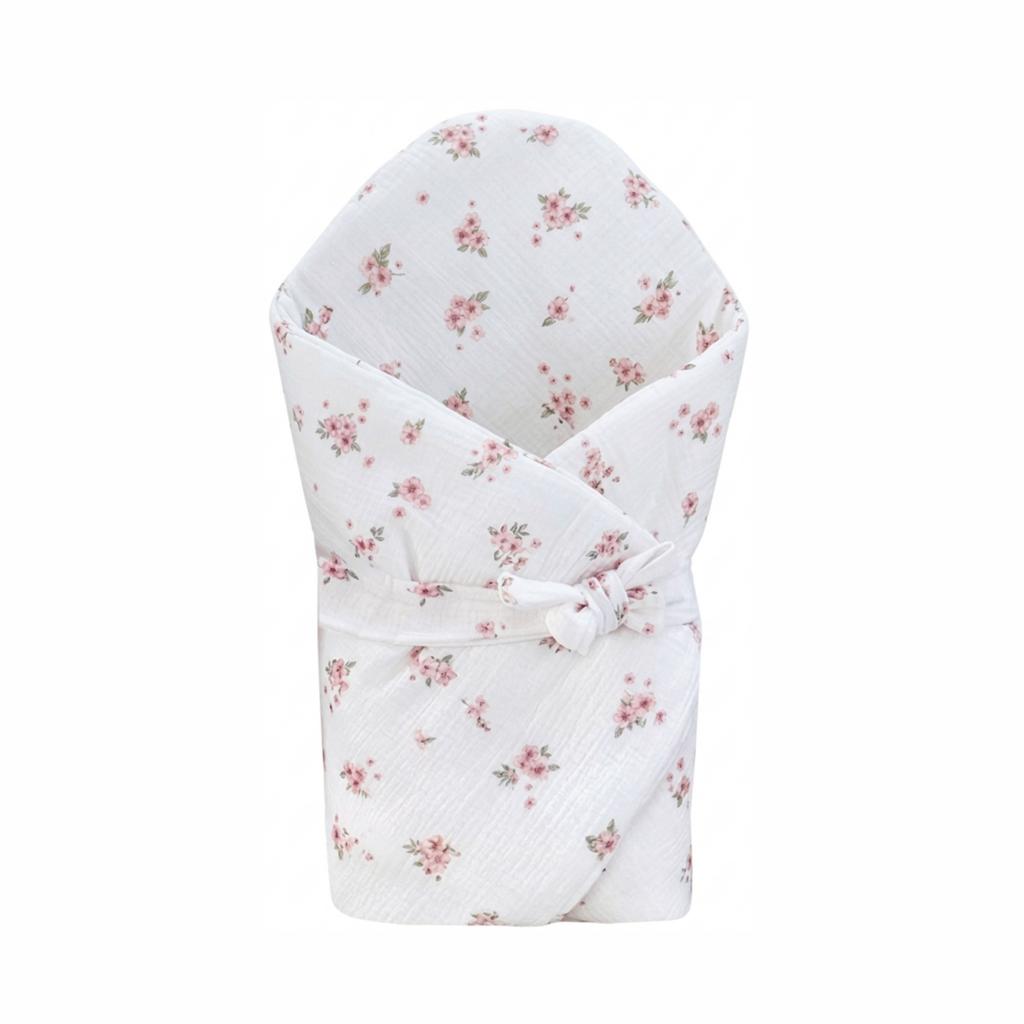 Muslin wrap, swaddle, blanket, mat with filling 4 in 1 (powder blossom)