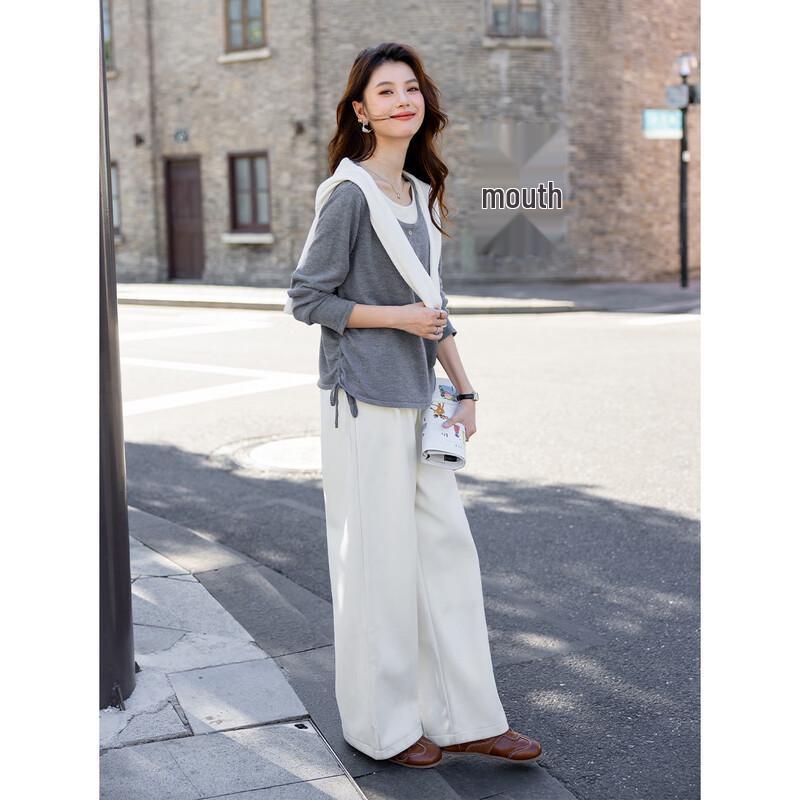 Mocana Women's Slimming Faux Two-Piece Long Sleeve Knit Top