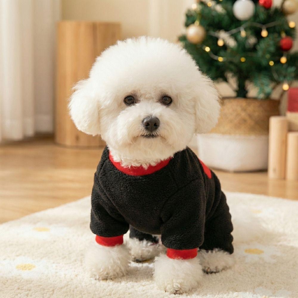 Fashion Warm Heart Pattern Dog Jumpsuit Comfortable Polar Fleece Dog Pajamas Soft with D Ring Dog Towing Suit Outdoor Walk