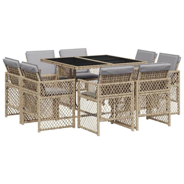 VidaXL Garden Dining Set and Cushions 9 Pcs Mixed Beige, Outdoor Dining Set, Room Furniture 3210840