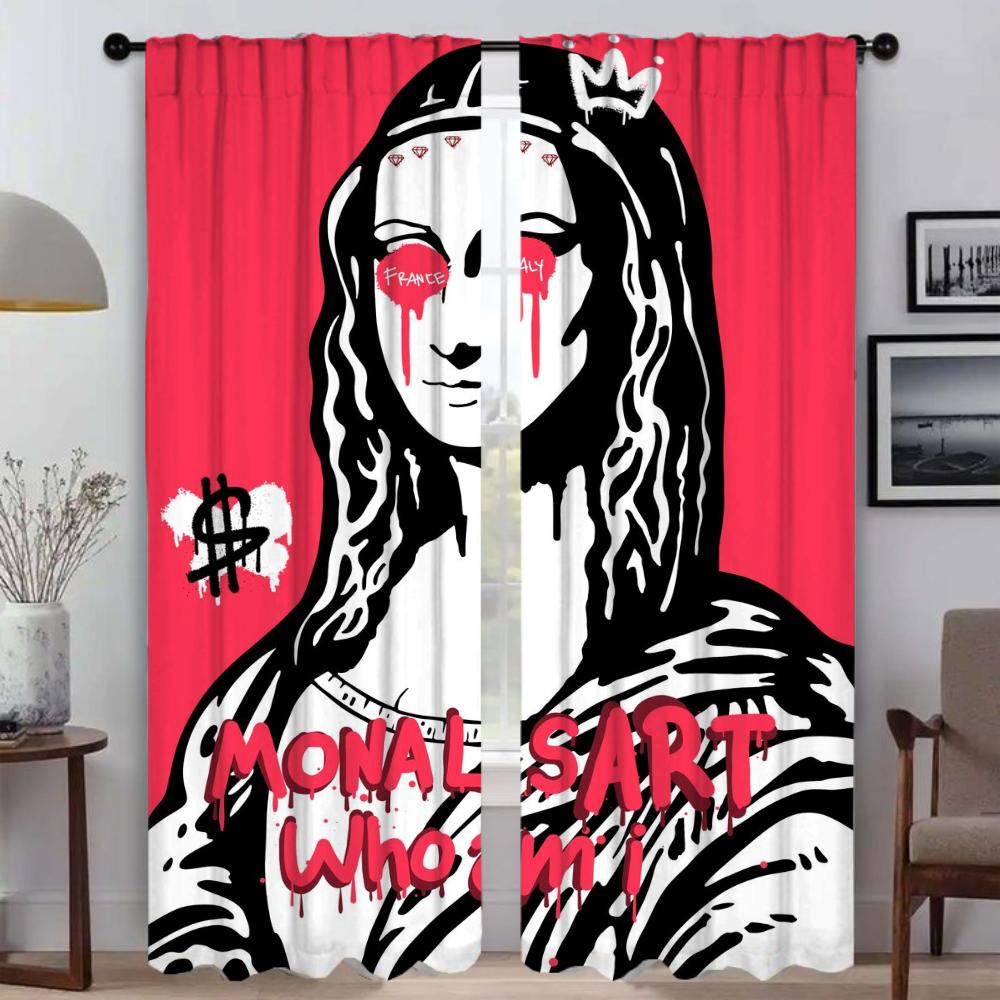 Anti-mosquito Curtains for Living Room Curtain Hip Hop Personality Kitchen Curtains 2 Pieces Tulle for Bedroom Shades Partition