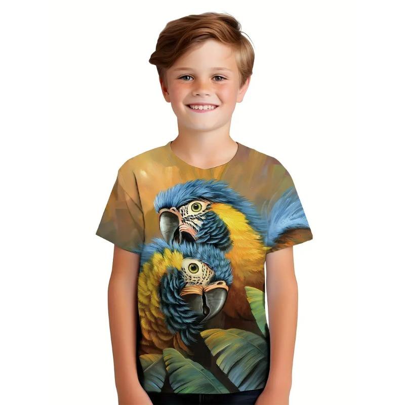 Retro 3d Print Casual Children's Clothing Top Tee Shirt Fashion T Shirt Animal Kids Boy Clothes Anime Short Sleeve