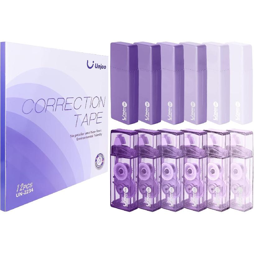 White Correction Tape, Easy To Use Applicator for tant Corrections, For school, Office Workers (Gradient Green, 5M/196" x 0.2",12pack)