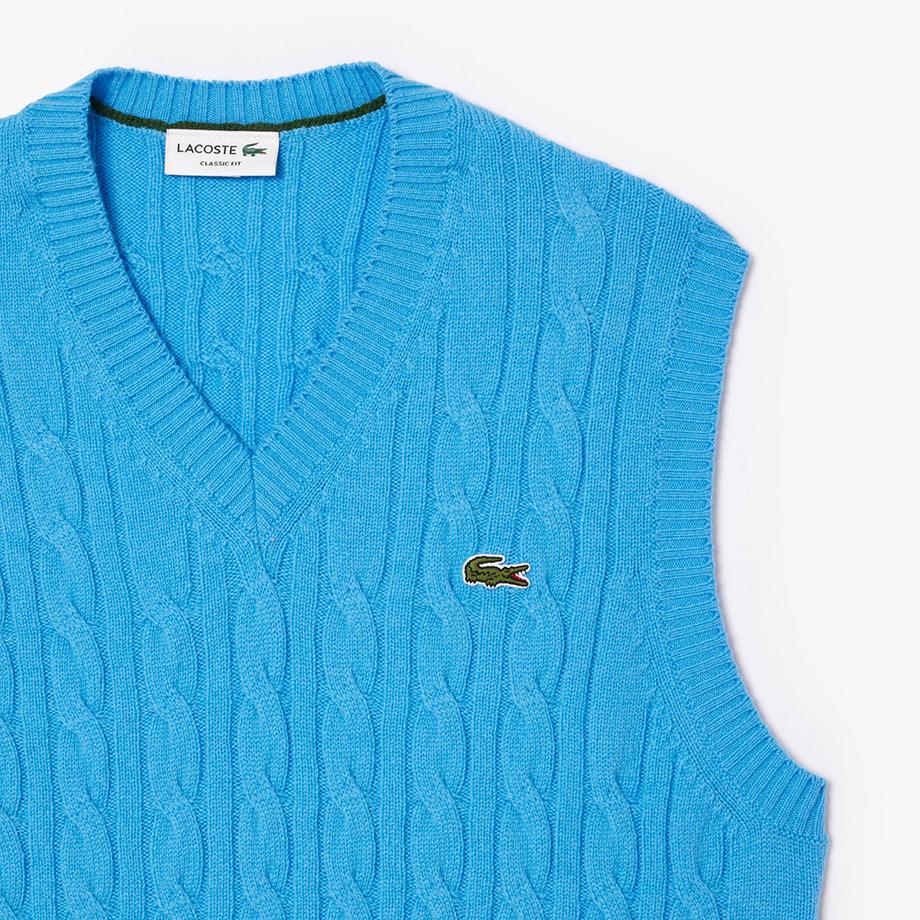 [lacoste] Men's Cable V-Neck Vest AH3132-54N4XA