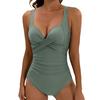 Costume da bagno intero monokini da donna con scollo a V, senza maniche, con bretelle regolabili, schiena scoperta, vita alta